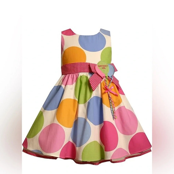 Bonnie Jean Girls Multi-Colored Polka Dot Sundress Birthday 2T - Picture 1 of 5